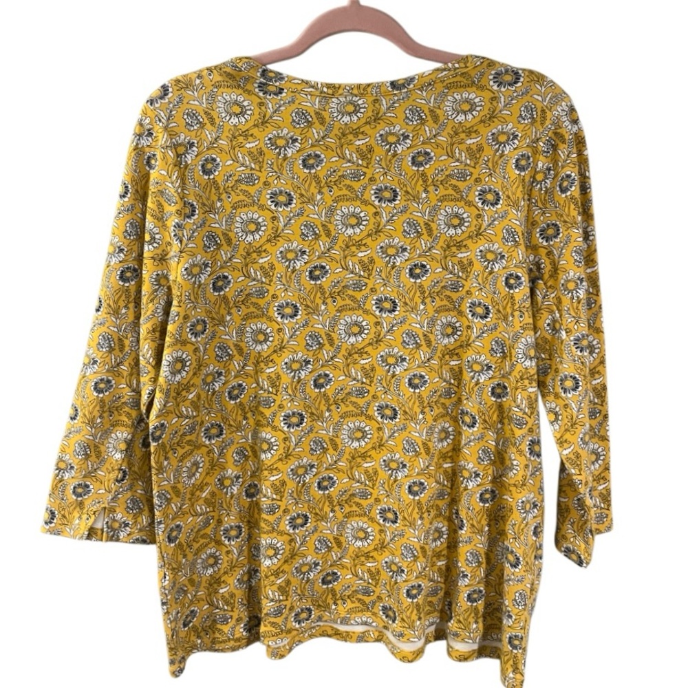 Style & Co. Yellow Floral 3/4 Sleeve Boatneck Top - Picture 4 of 6